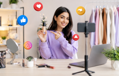 Influencer marketing services in Chandigarh by Growtrix Technologies with social media content creator promoting products online
