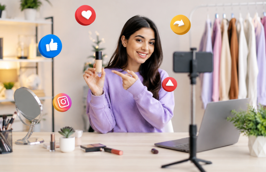 Influencer marketing services in Chandigarh by Growtrix Technologies with social media content creator promoting products online