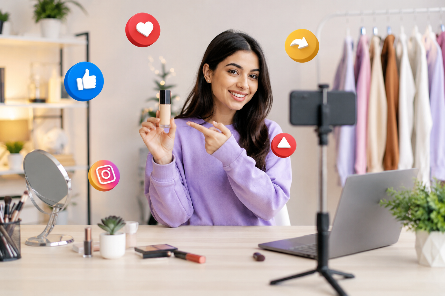 Influencer marketing services in Chandigarh by Growtrix Technologies with social media content creator promoting products online